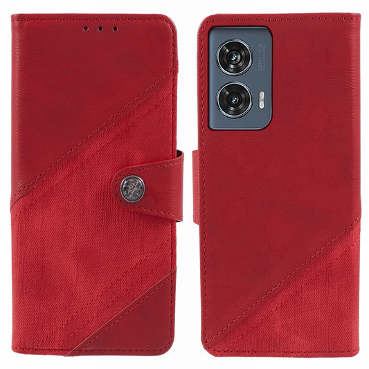 For Motorola Edge 50 Fusion Case Splicing PU Leather Wallet Phone Cover with Stand - Red