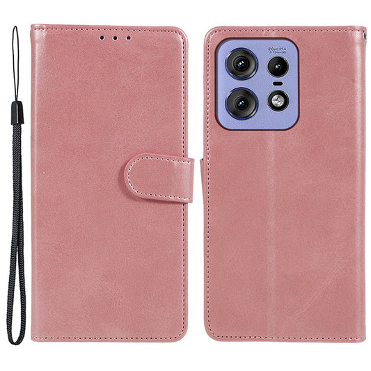 Shockproof Cover for Motorola Edge 50 Pro 5G Case Magnetic Calf Texture Wallet Phone Shell - Rose Gold