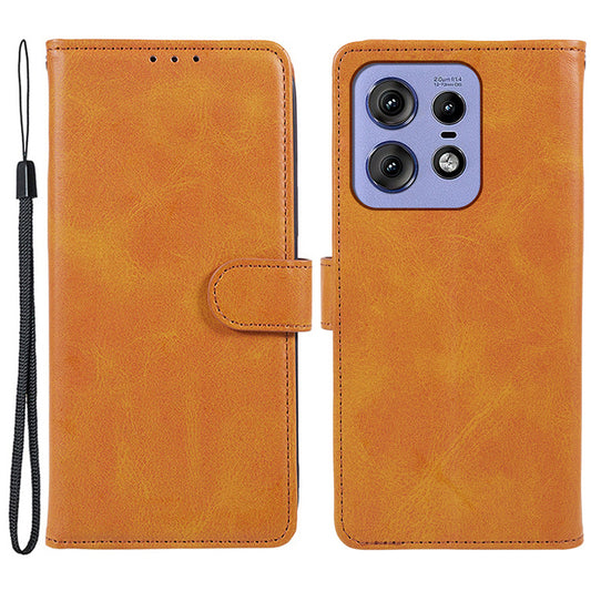 Shockproof Cover for Motorola Edge 50 Pro 5G Case Magnetic Calf Texture Wallet Phone Shell - Khaki