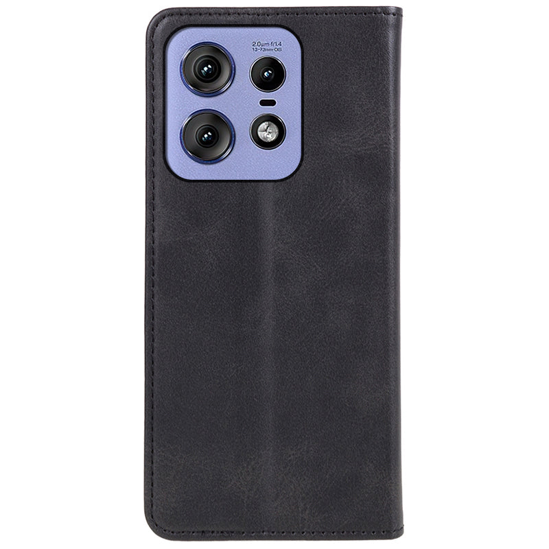 For Motorola Edge 50 Pro 5G Wallet Case Magnetic Auto Closing Leather Phone Cover - Black