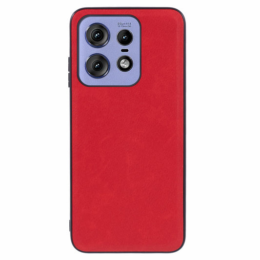 For Motorola Edge 50 Pro 5G Anti-scratch Case Retro Leather Coated PC+TPU Hybrid Phone Cover - Red