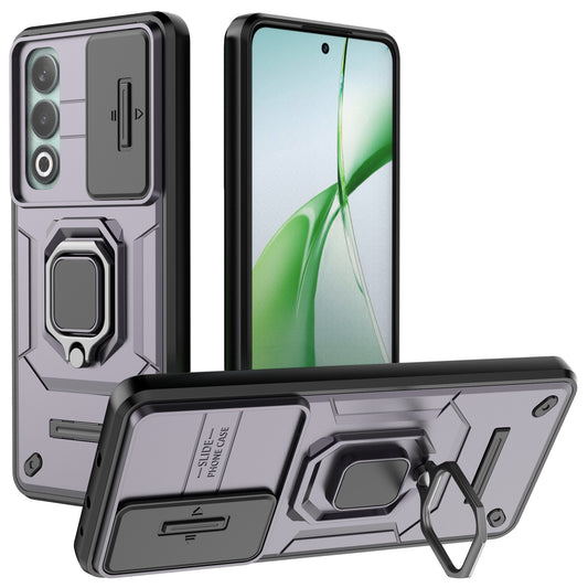 For OnePlus Nord CE4 5G Camera Protection Kickstand Case Rugged PC+TPU Phone Cover - Purple