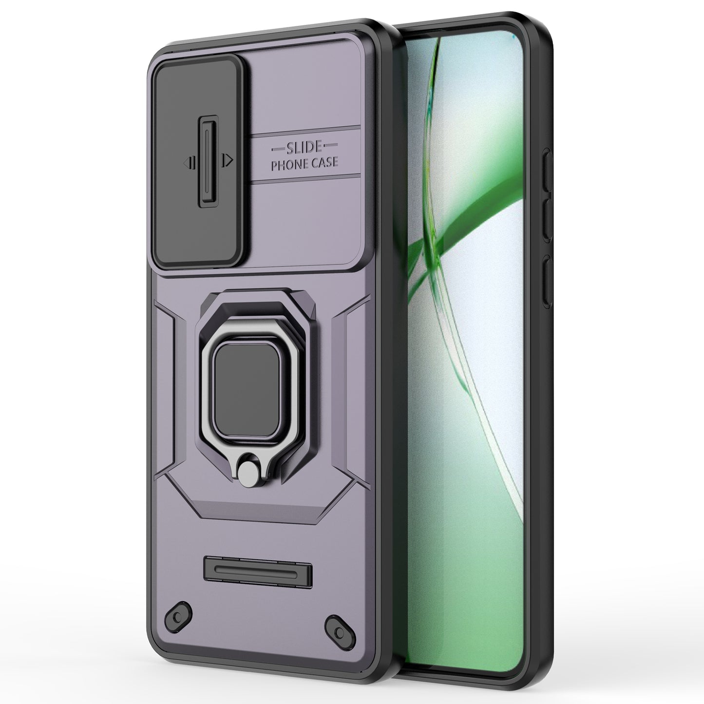 For OnePlus Nord CE4 5G Camera Protection Kickstand Case Rugged PC+TPU Phone Cover - Purple