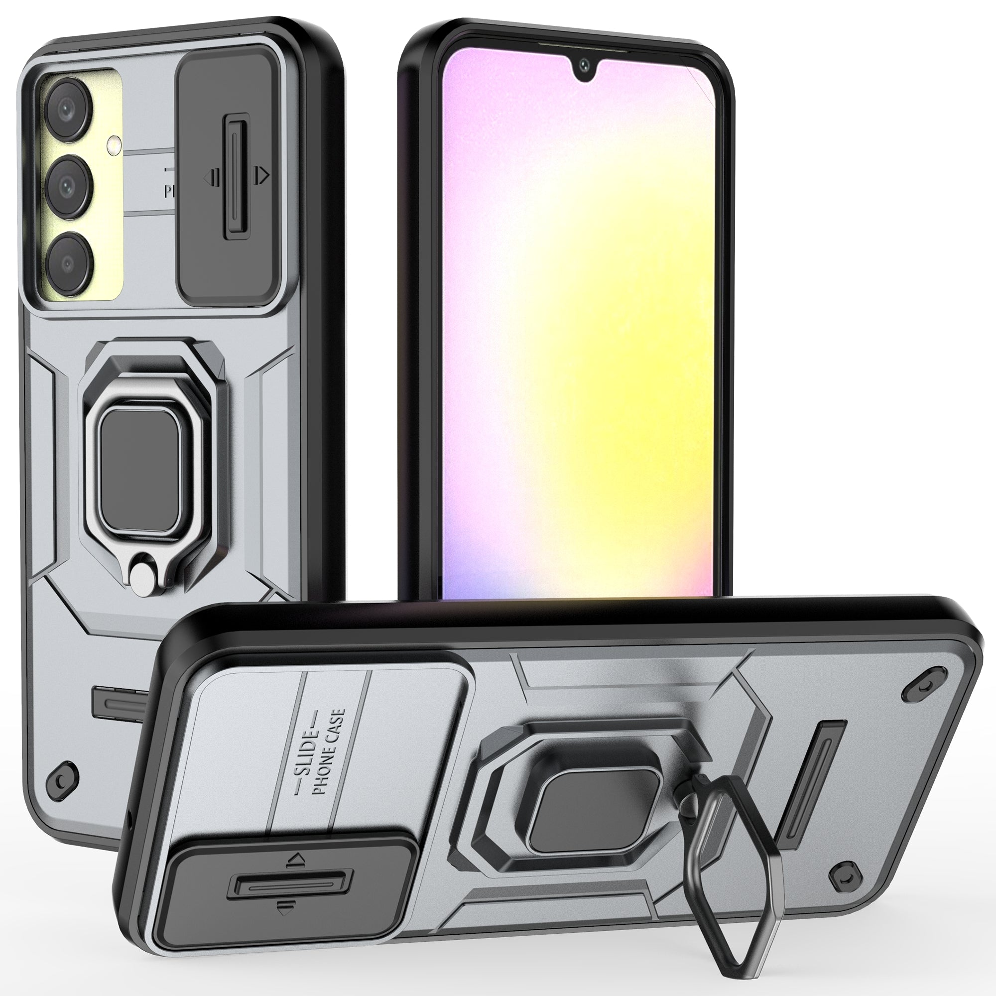 For Samsung Galaxy A25 5G (Global) (161.0 x 76.5 x 8.3mm) Camera Protection Fall-proof Case PC+TPU Phone Cover - Grey