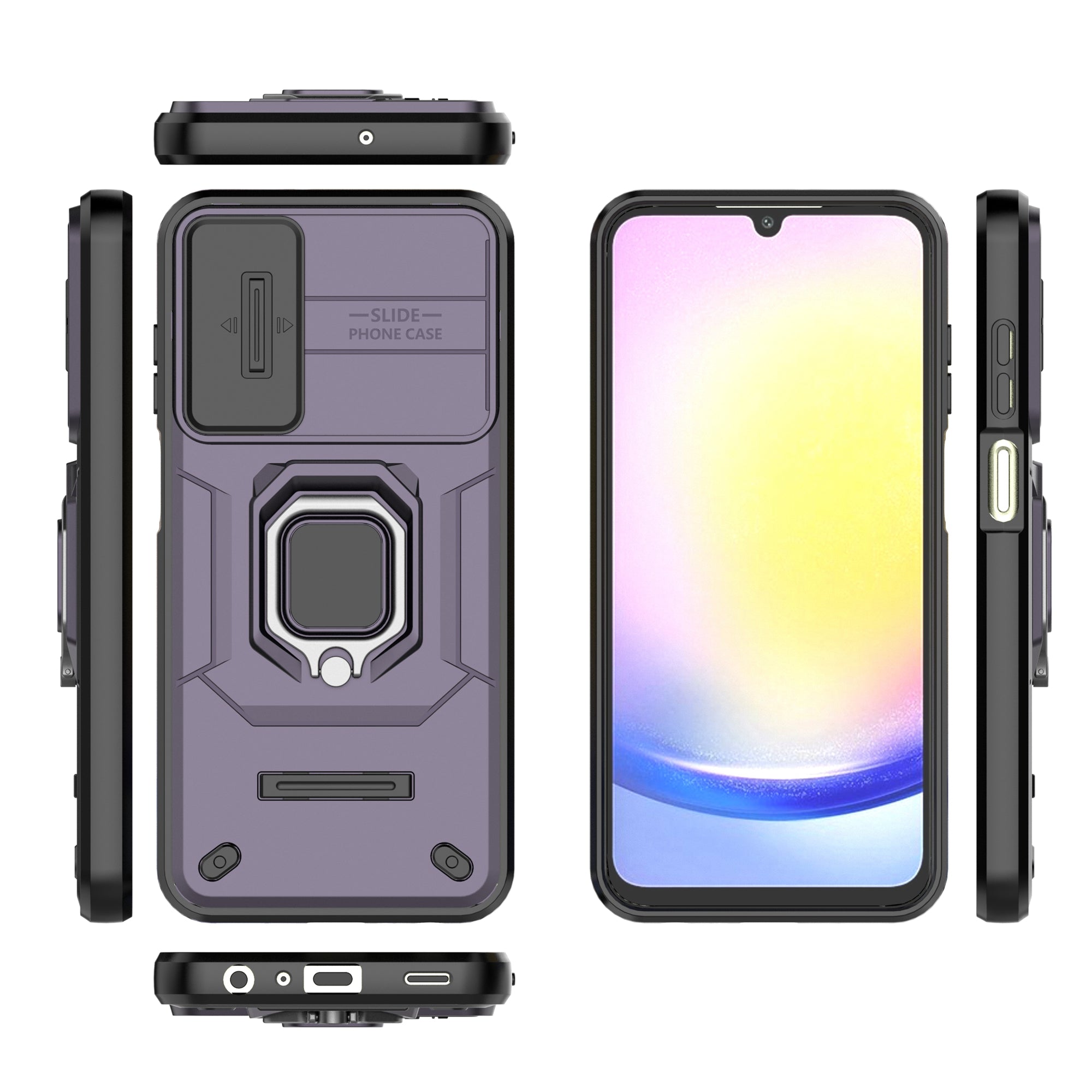 For Samsung Galaxy A25 5G (Global) (161.0 x 76.5 x 8.3mm) Camera Protection Fall-proof Case PC+TPU Phone Cover - Purple