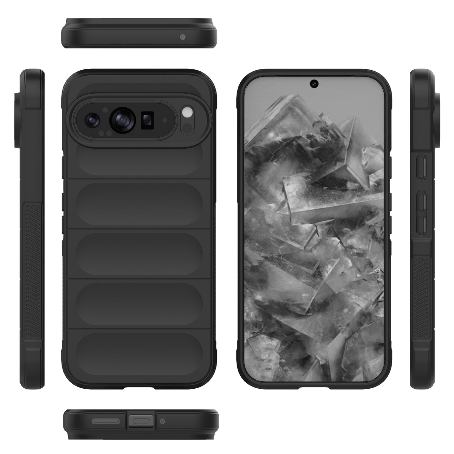 Mobile Phone Protector for Google Pixel 9 Pro , Shock Absorption TPU Back Case - Black