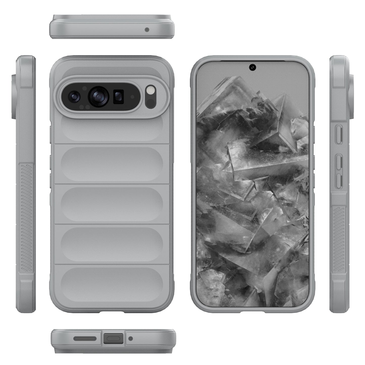 Mobile Phone Protector for Google Pixel 9 Pro , Shock Absorption TPU Back Case - Light Grey