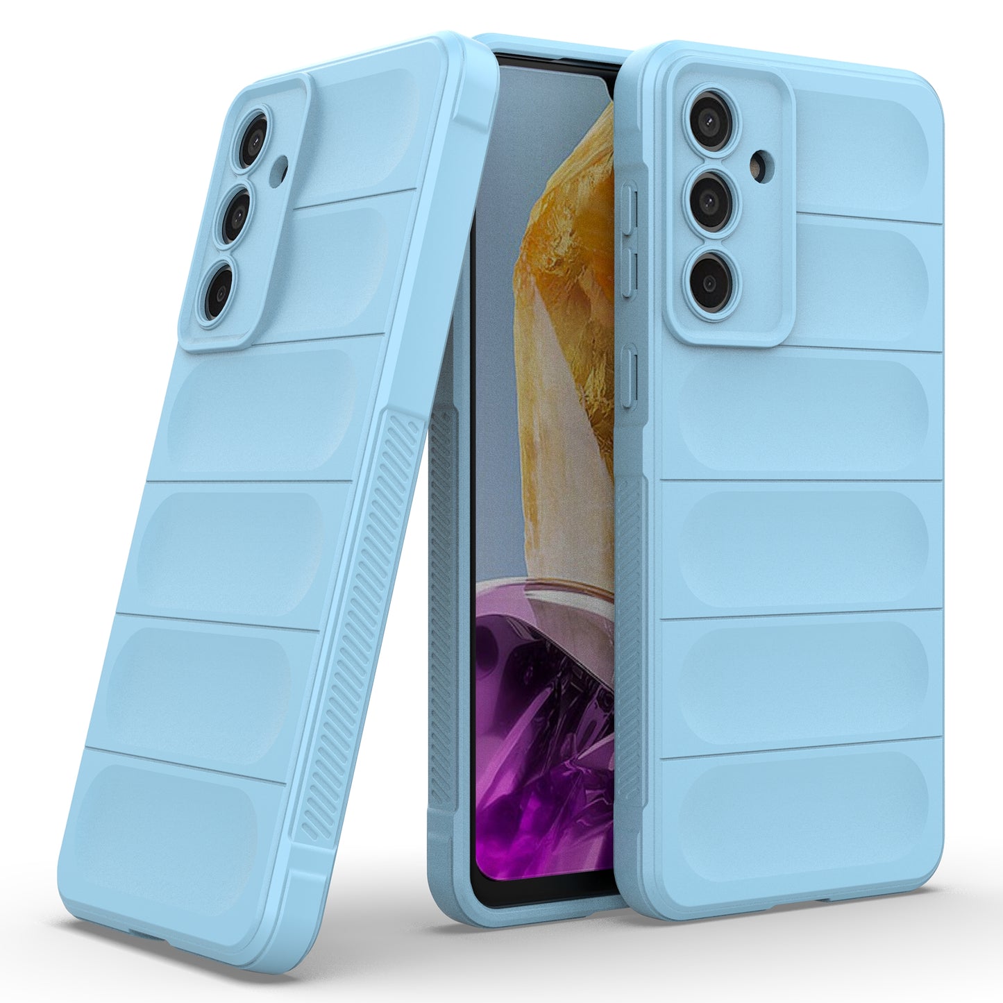 Mobile Phone Protector for Samsung Galaxy M55 5G , Bump Proof TPU Back Case - Baby Blue