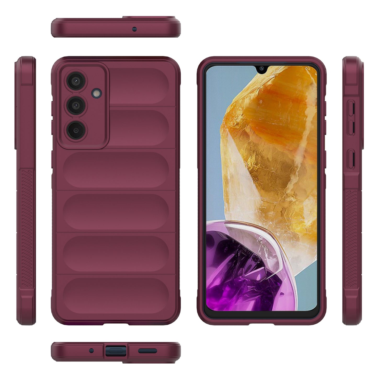 Mobile Phone Protector for Samsung Galaxy M55 5G , Bump Proof TPU Back Case - Wine Red