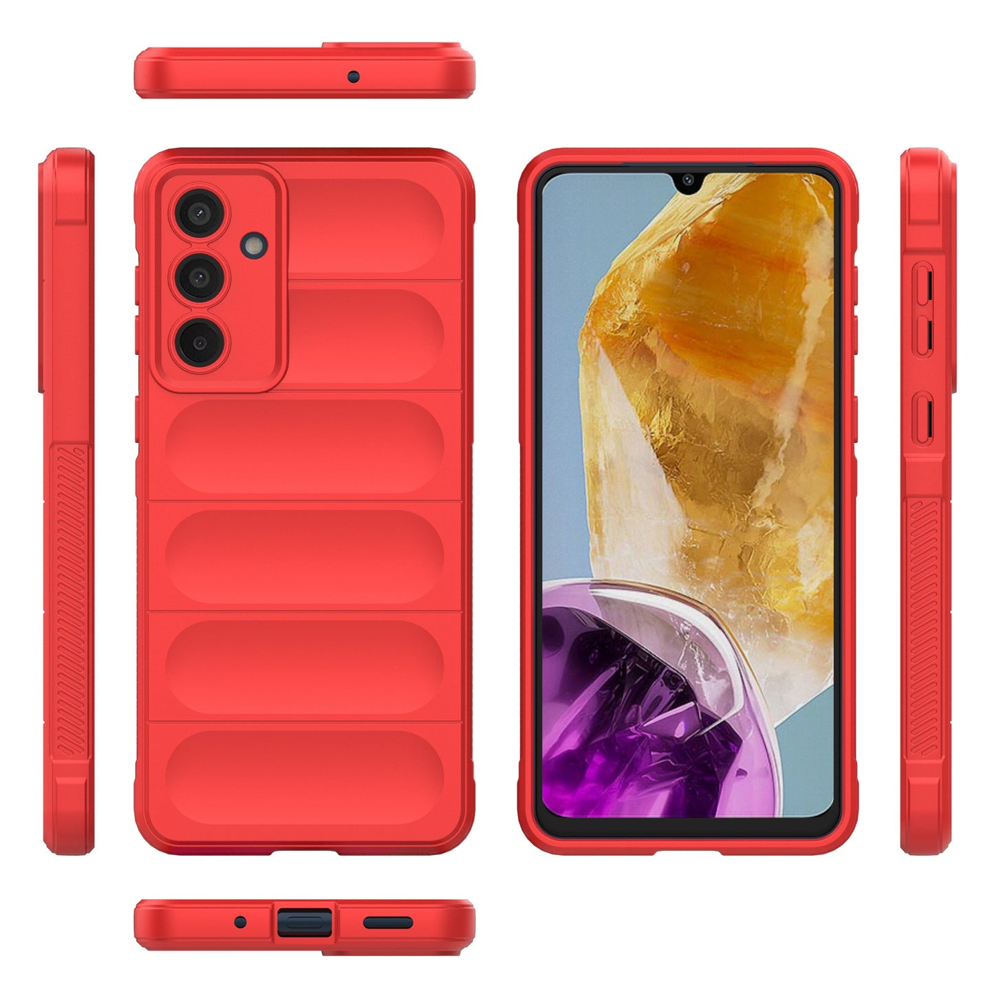 Mobile Phone Protector for Samsung Galaxy M55 5G , Bump Proof TPU Back Case - Red