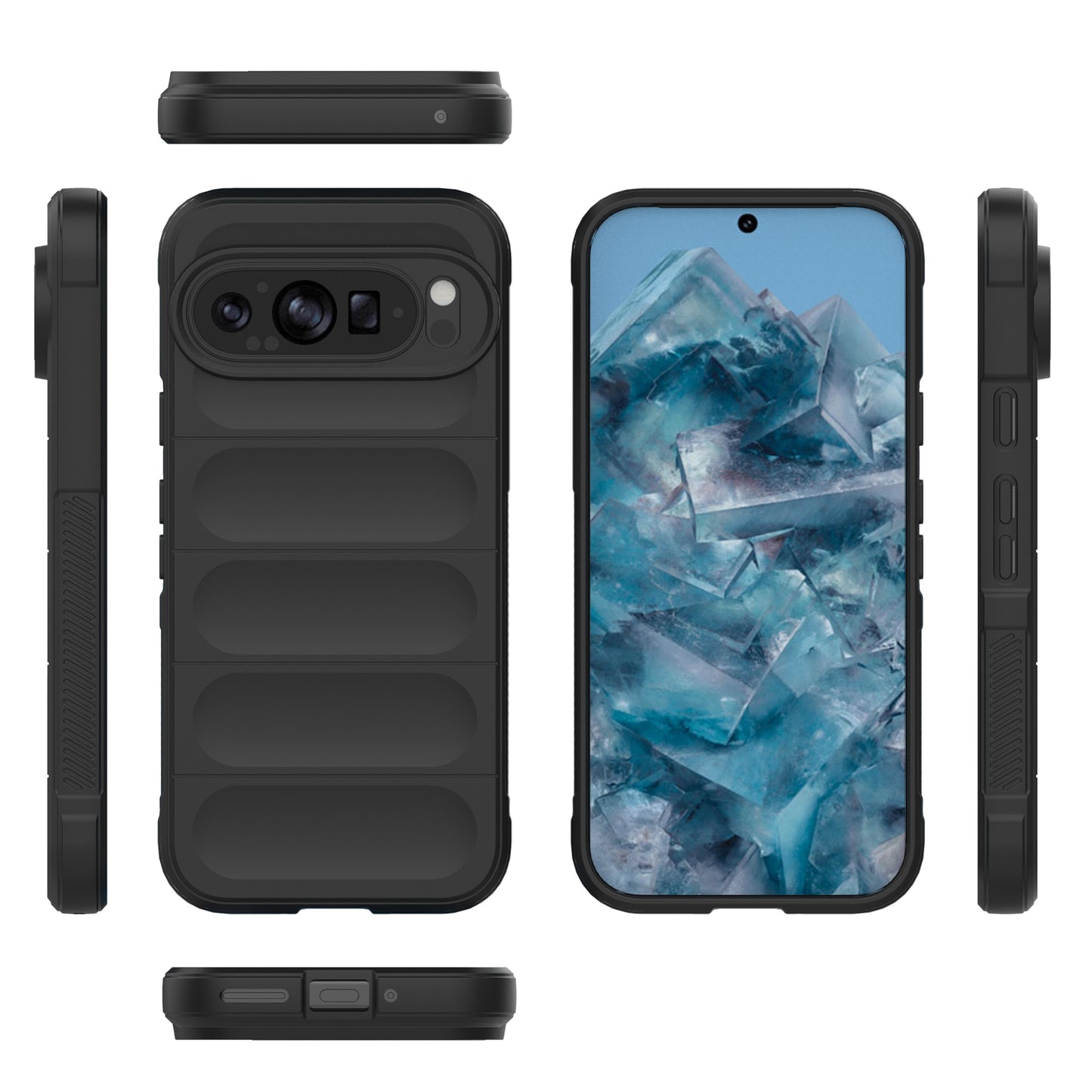 Mobile Phone Protector for Google Pixel 9 , Impact Resistant TPU Back Case - Black