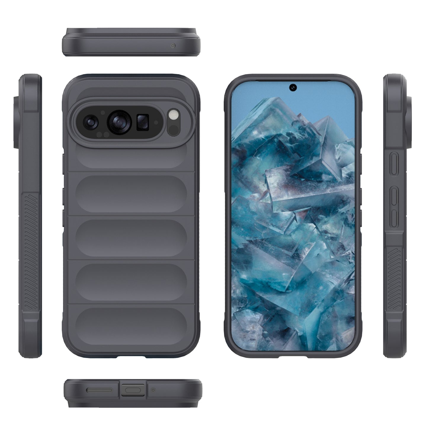 Mobile Phone Protector for Google Pixel 9 , Impact Resistant TPU Back Case - Dark Grey