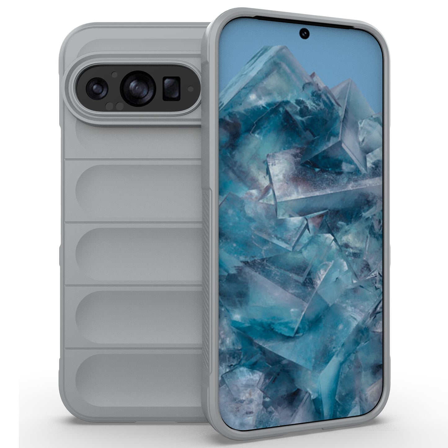 Mobile Phone Protector for Google Pixel 9 , Impact Resistant TPU Back Case - Light Grey