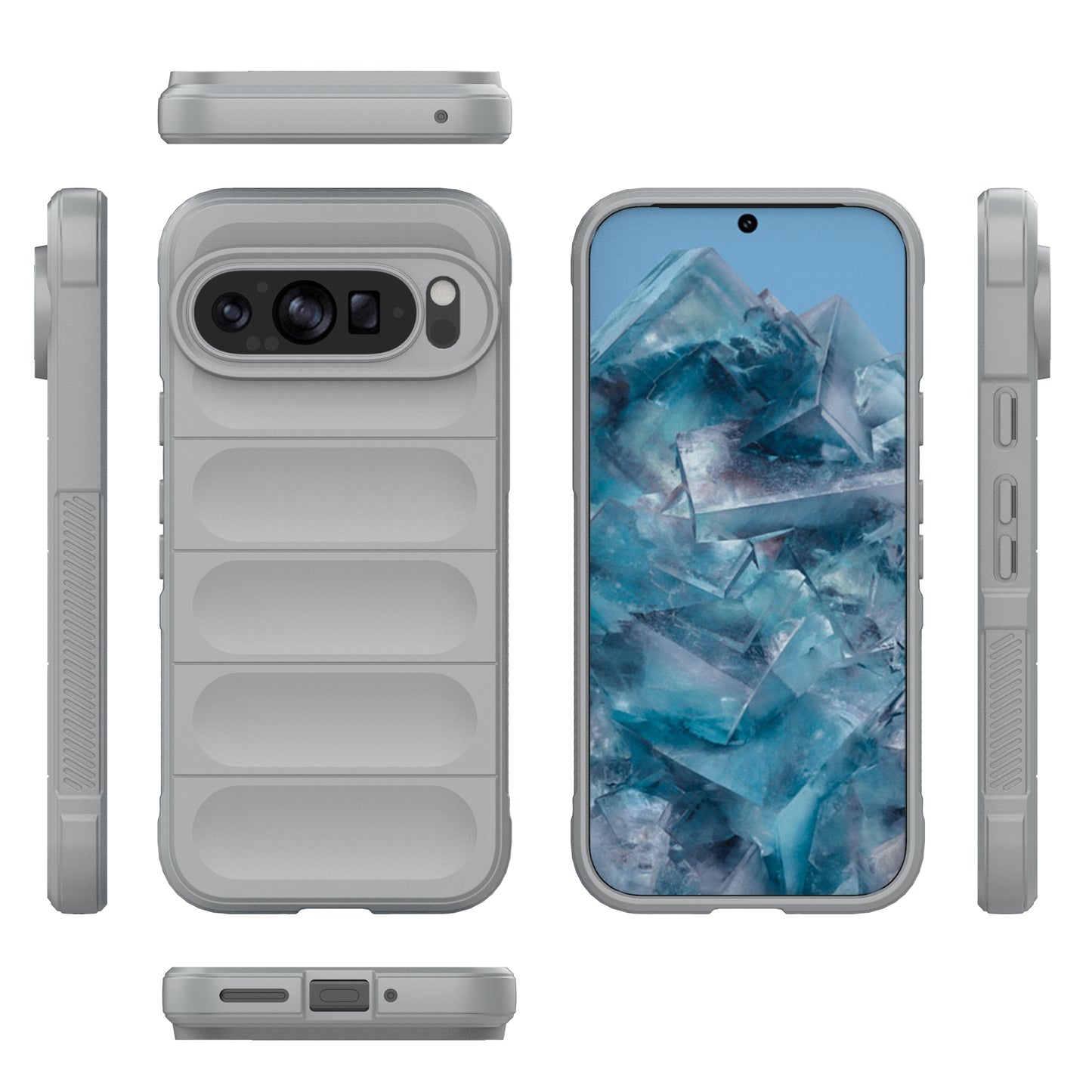 Mobile Phone Protector for Google Pixel 9 , Impact Resistant TPU Back Case - Light Grey