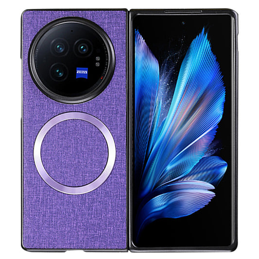 For vivo X Fold3 Pro Case Drop-proof TPU+Cloth Back Phone Cover Compatible with MagSafe - Purple