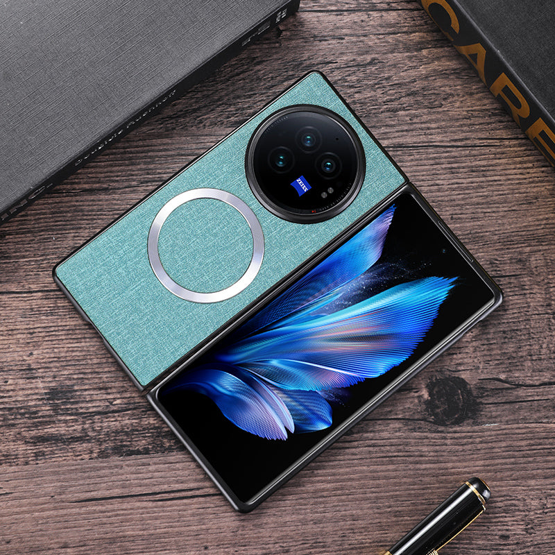 For vivo X Fold3 Pro Case Drop-proof TPU+Cloth Back Phone Cover Compatible with MagSafe - Green