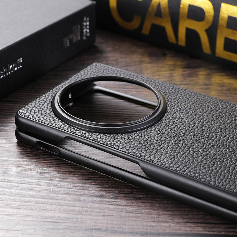 For vivo X Fold3 Pro Cell Phone Cover Drop-proof PC+PU Leather Hidden Kickstand Case - Purple