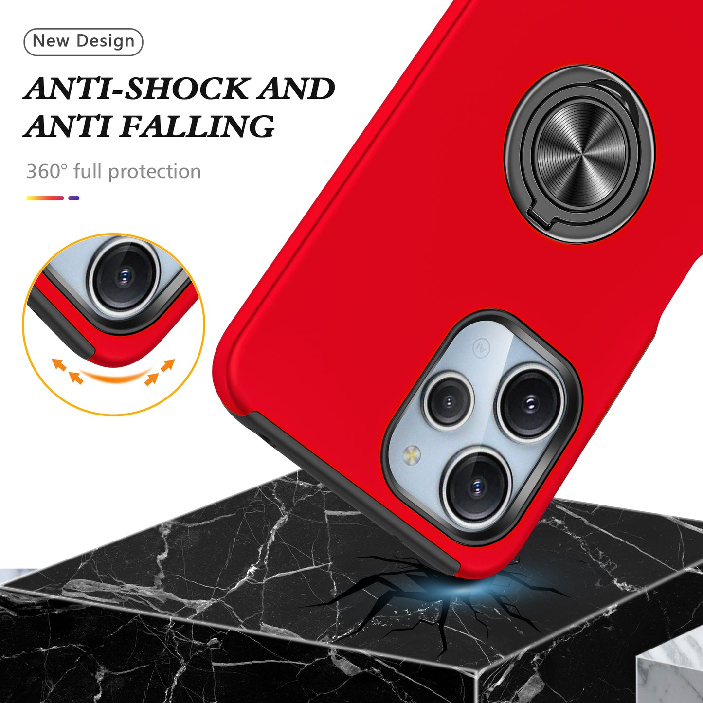 For Xiaomi Redmi 12 4G Case PC+TPU Kickstand Cover Cell Phone Accessory Wholesale - Red