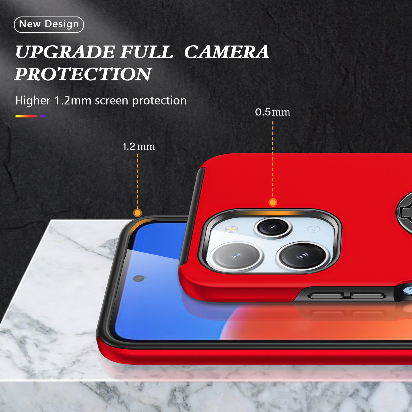 For Xiaomi Redmi 12 4G Case PC+TPU Kickstand Cover Cell Phone Accessory Wholesale - Red