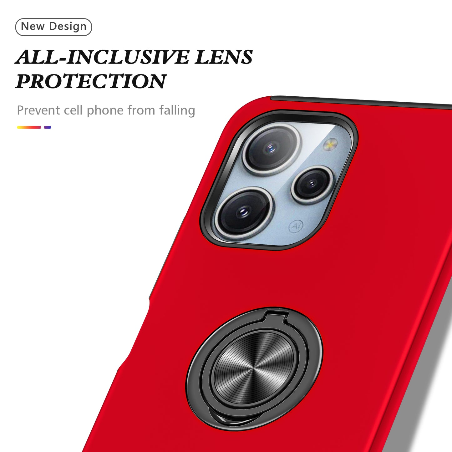 For Xiaomi Redmi 12 4G Case PC+TPU Kickstand Cover Cell Phone Accessory Wholesale - Red