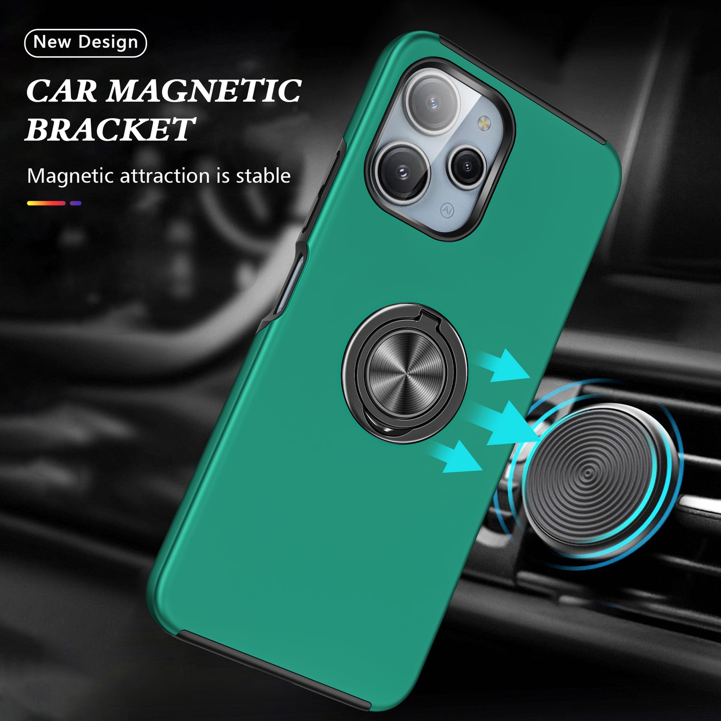 For Xiaomi Redmi 12 4G Case PC+TPU Kickstand Cover Cell Phone Accessory Wholesale - Blackish Green