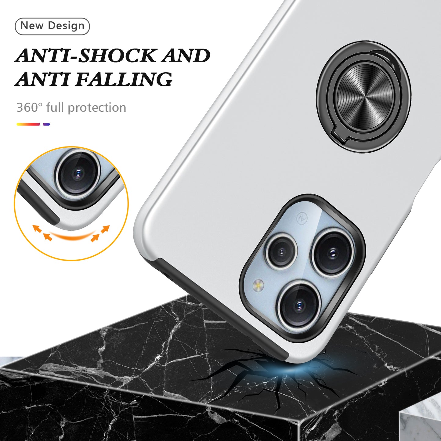 For Xiaomi Redmi 12 4G Case PC+TPU Kickstand Cover Cell Phone Accessory Wholesale - Silver