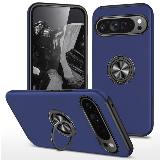 For Google Pixel 9 Pro Back Case Kickstand PC+TPU Shock-Absorbent Phone Cover - Blue