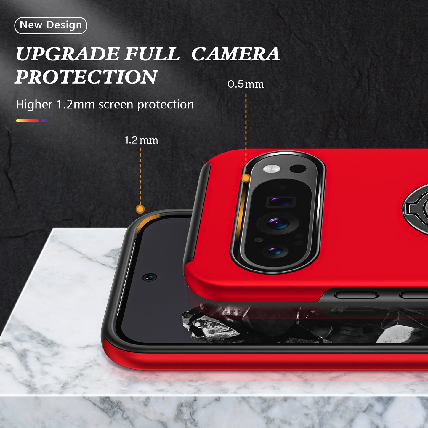 For Google Pixel 9 Case Anti-scratch PC+TPU Protective Cover with Rotary Kickstand - Red