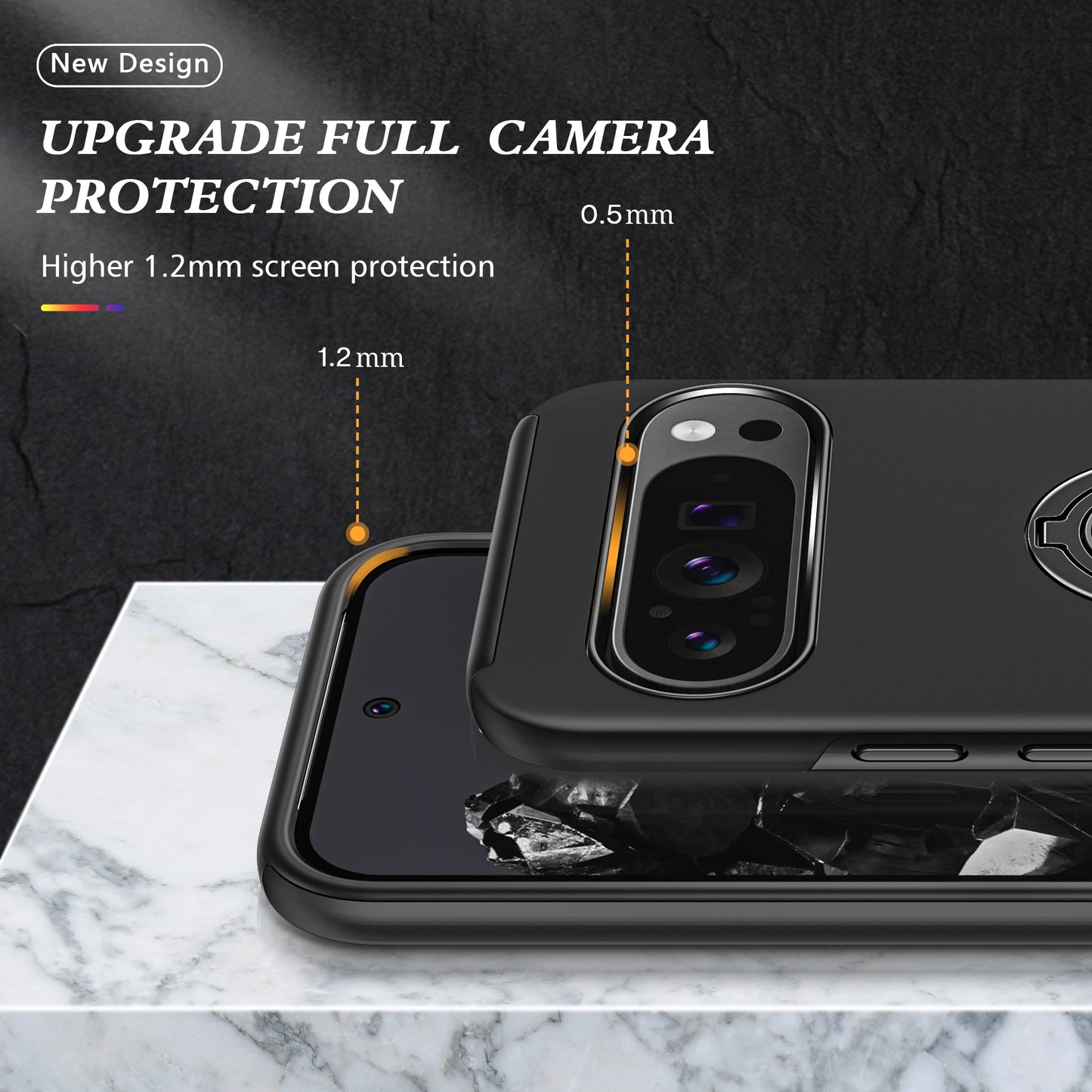 For Google Pixel 9 Case Anti-scratch PC+TPU Protective Cover with Rotary Kickstand - Black