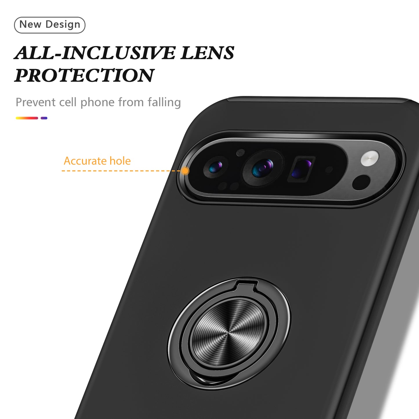 For Google Pixel 9 Case Anti-scratch PC+TPU Protective Cover with Rotary Kickstand - Black