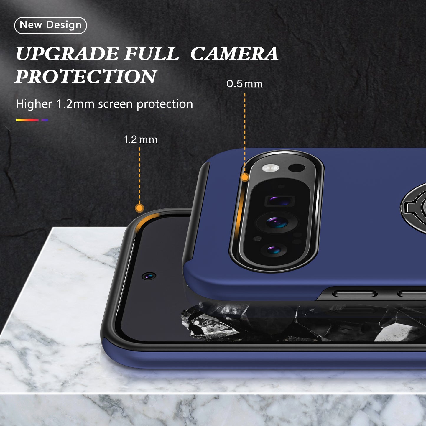 For Google Pixel 9 Case Anti-scratch PC+TPU Protective Cover with Rotary Kickstand - Blue