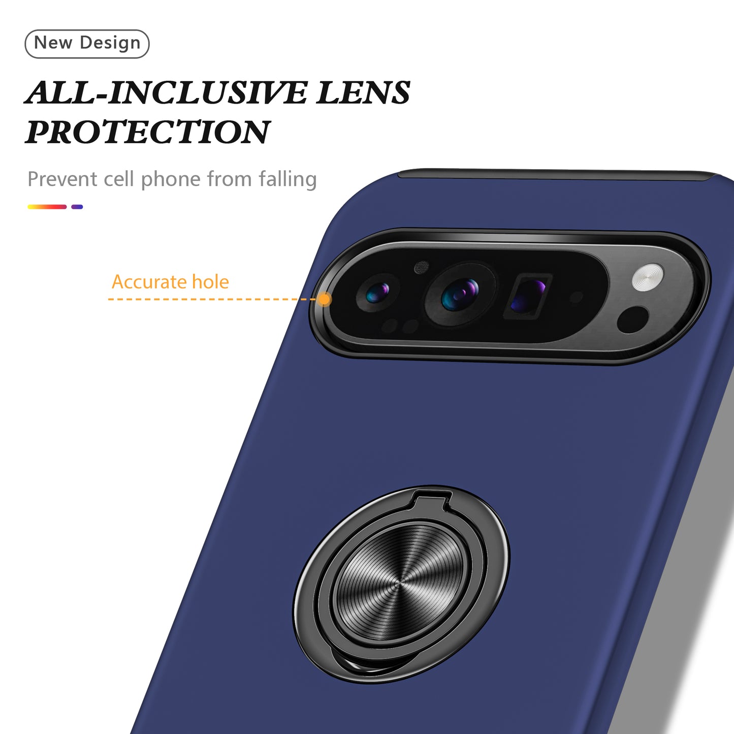 For Google Pixel 9 Case Anti-scratch PC+TPU Protective Cover with Rotary Kickstand - Blue