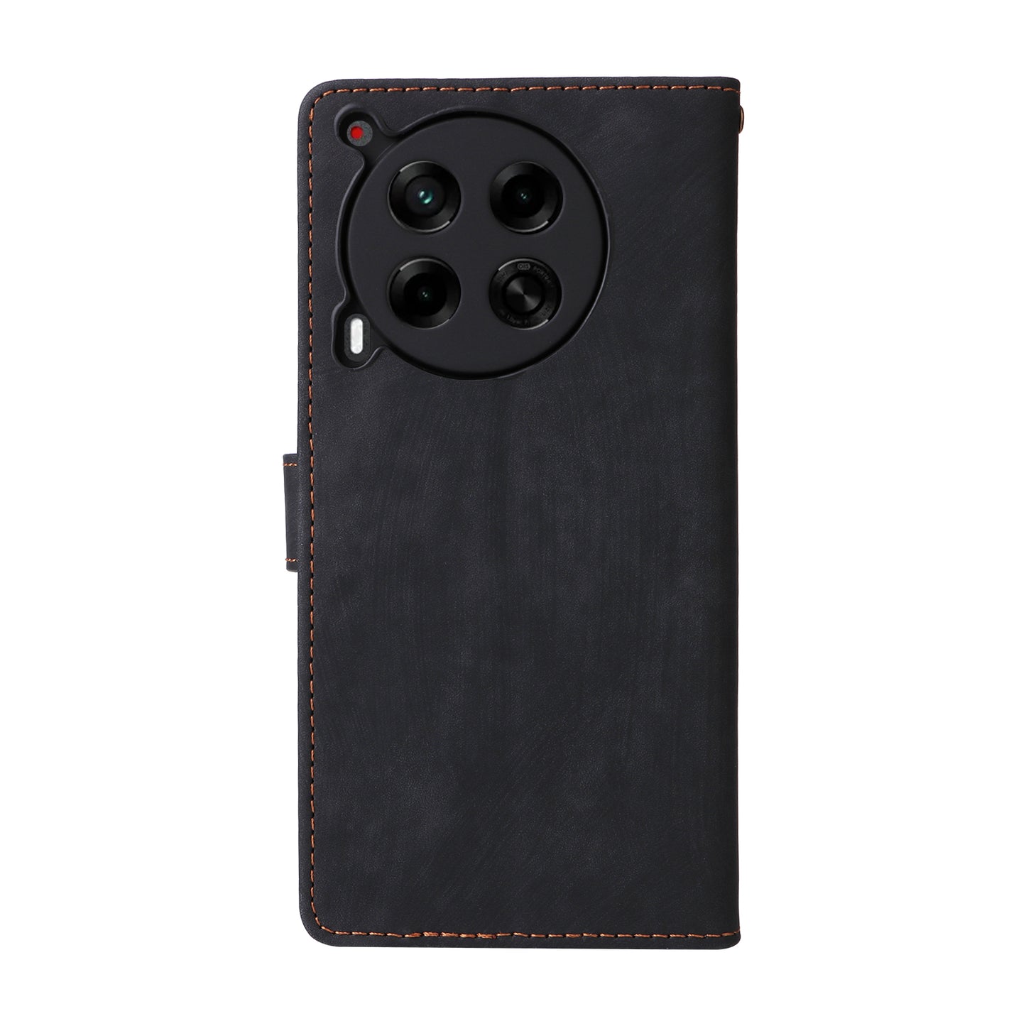 For Transsion Tecno Camon 30 5G CL7 Magnetic Case RFID Blocking Wallet Cover with Wrist Strap - Black