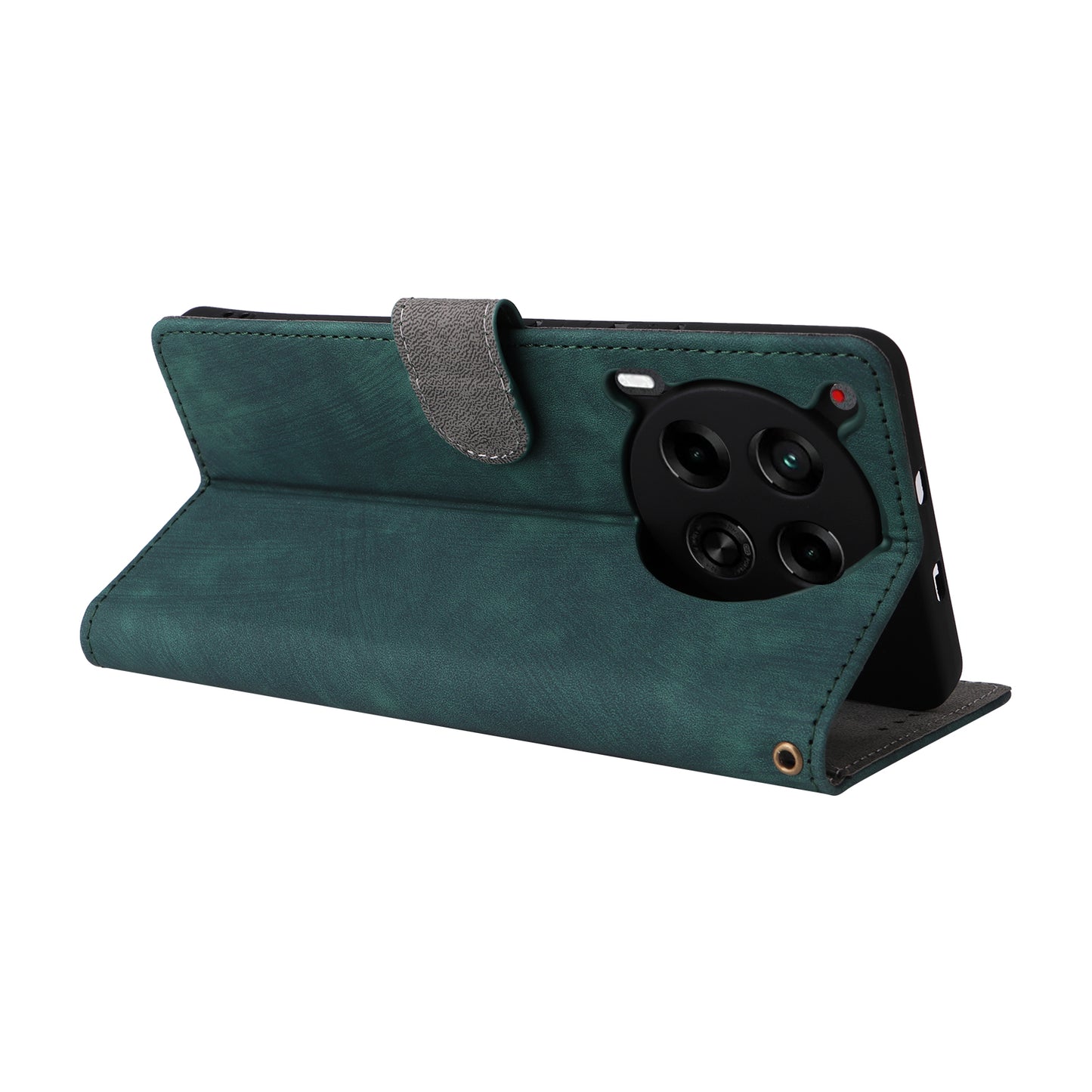 For Transsion Tecno Camon 30 5G CL7 Magnetic Case RFID Blocking Wallet Cover with Wrist Strap - Green