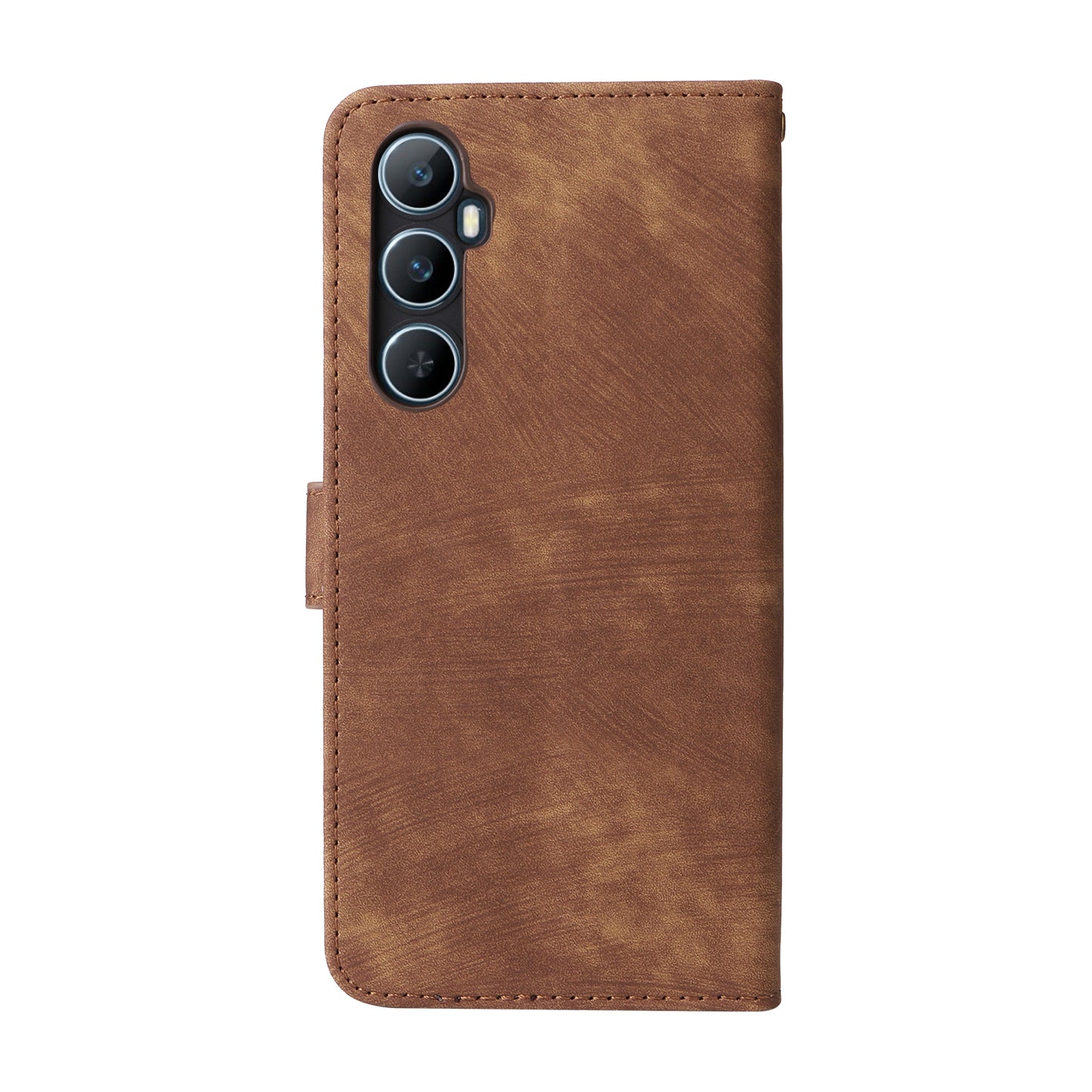 For Realme C65 4G Case RFID Blocking Phone Stand Cover with Magnetic Closure - Brown