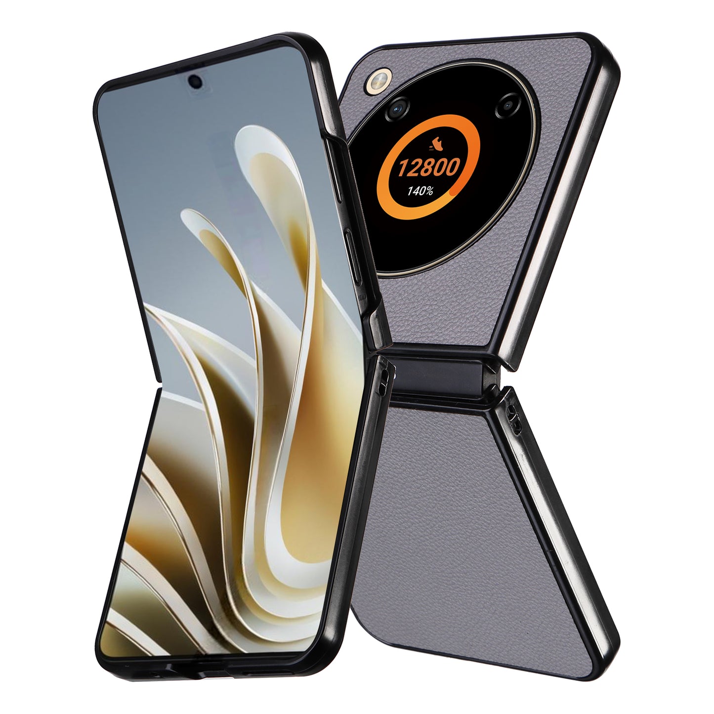 For ZTE Libero Flip A304ZT / nubia Flip 5G Case Litchi Texture PU Leather Coated PC Phone Shell - Grey