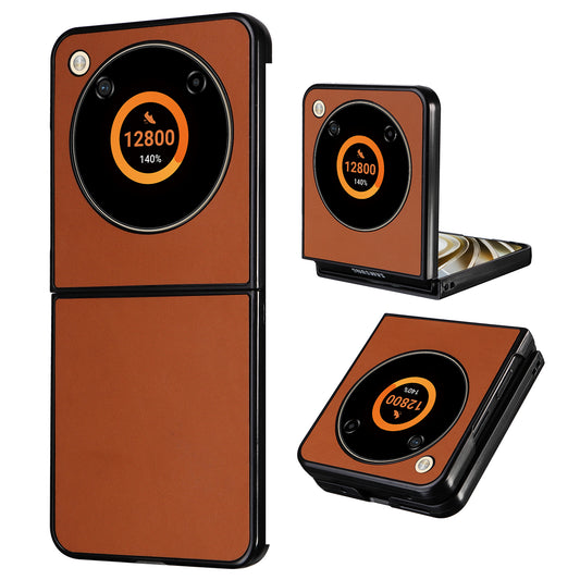 For ZTE Libero Flip A304ZT / nubia Flip 5G Shockproof Case Texture PU Leather+PC Phone Cover - Brown