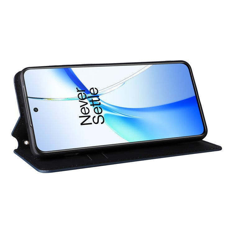 For OnePlus Nord CE4 5G / Oppo K12 Wallet Case Rhombus Imprinted PU Leather Phone Cover - Blue