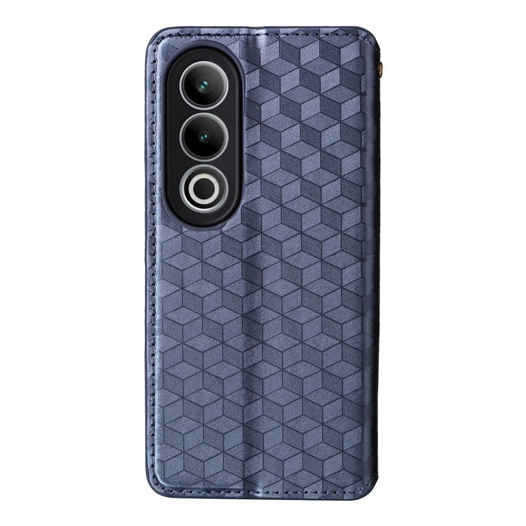 For OnePlus Nord CE4 5G / Oppo K12 Wallet Case Rhombus Imprinted PU Leather Phone Cover - Blue