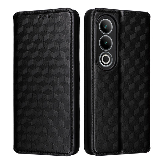 For OnePlus Nord CE4 5G Wallet Case Rhombus Imprinted PU Leather Phone Cover - Black