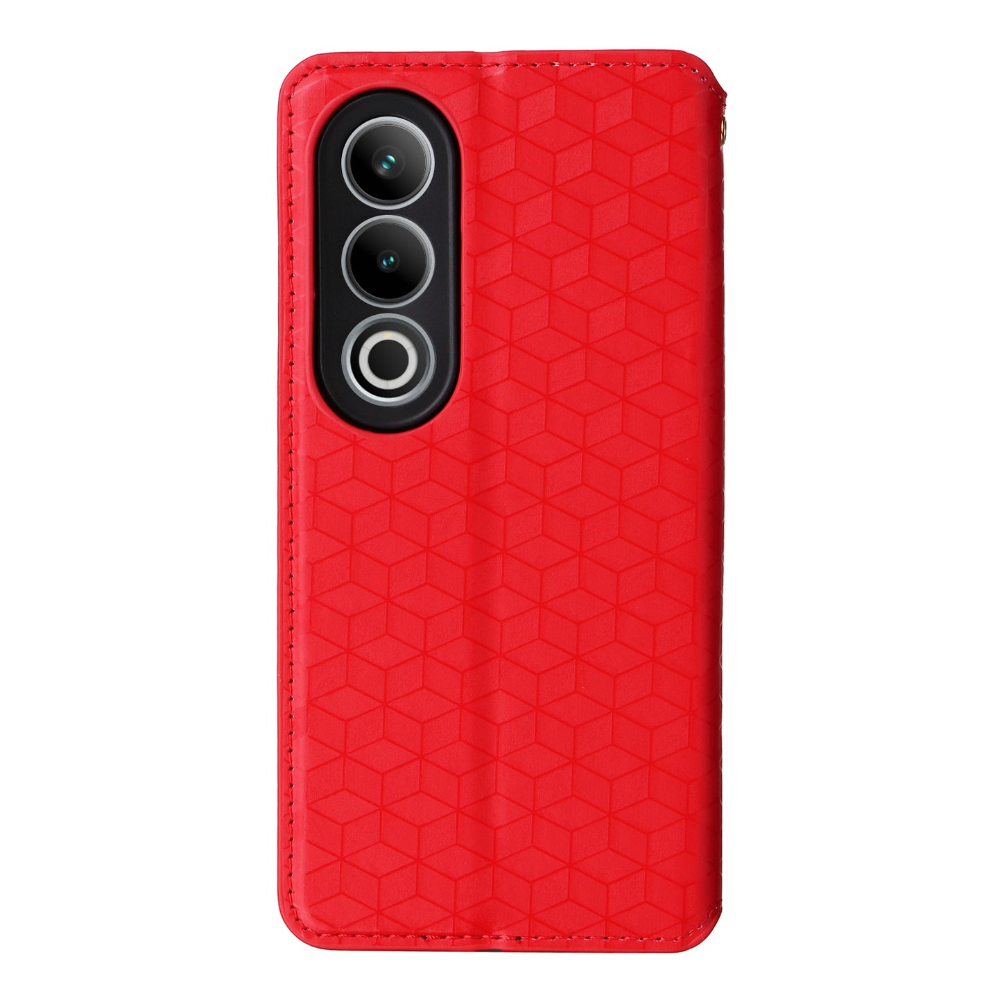 For OnePlus Nord CE4 5G Wallet Case Rhombus Imprinted PU Leather Phone Cover - Red