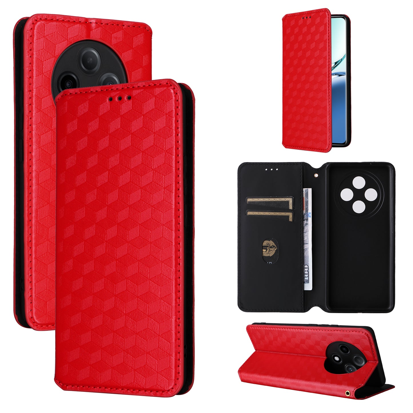 For Oppo A3 Pro 5G Leather Wallet Flip Cover Mobile Phone Case Wholesale - Red