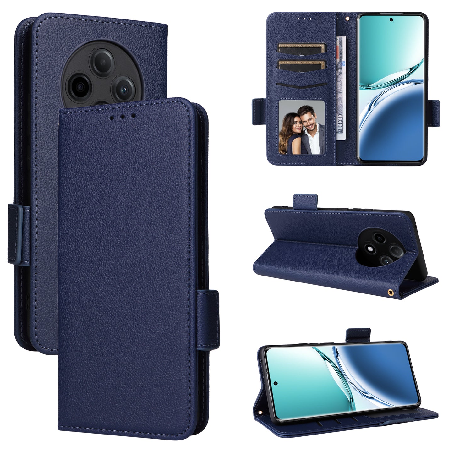 For Oppo A3 Pro 5G Case Leather Phone Cover Mobile Accessories Wholesale Supplier - Dark Blue