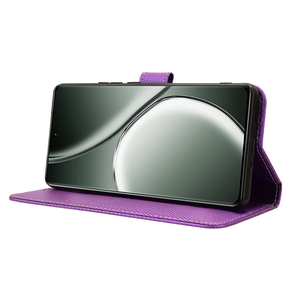 For Realme GT Neo6 SE 5G Magnetic Case Diamond Texture PU Leather Shockproof Phone Cover - Purple
