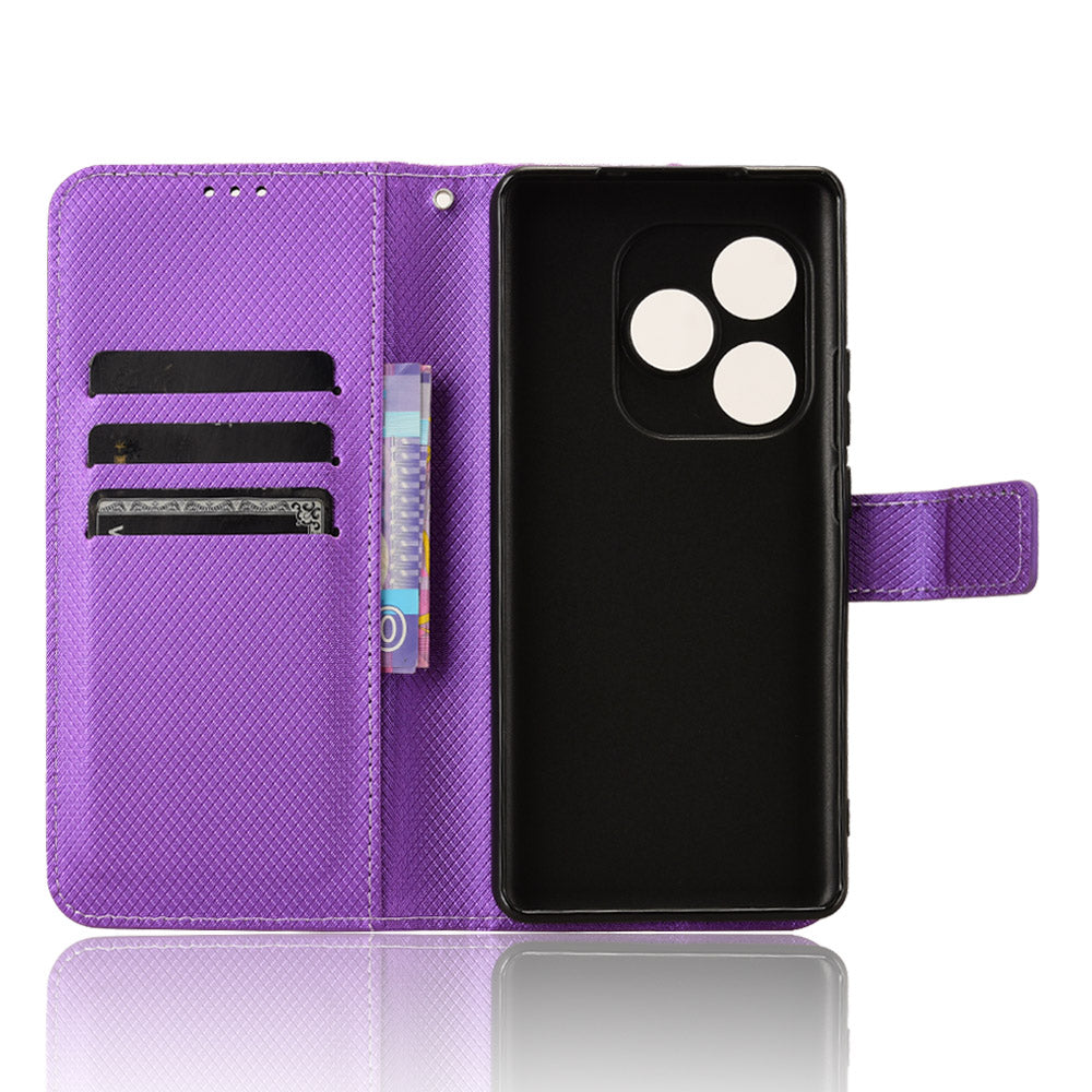 For Realme GT Neo6 SE 5G Magnetic Case Diamond Texture PU Leather Shockproof Phone Cover - Purple
