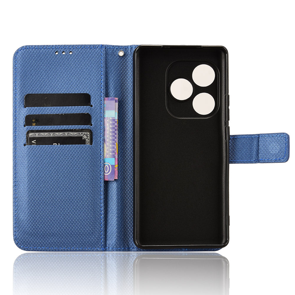 For Realme GT Neo6 SE 5G Magnetic Case Diamond Texture PU Leather Shockproof Phone Cover - Blue