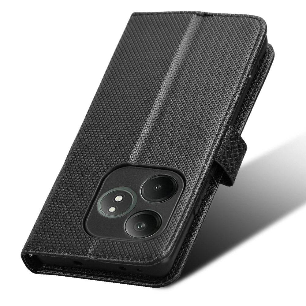 For Realme GT Neo6 SE 5G Magnetic Case Diamond Texture PU Leather Shockproof Phone Cover - Black