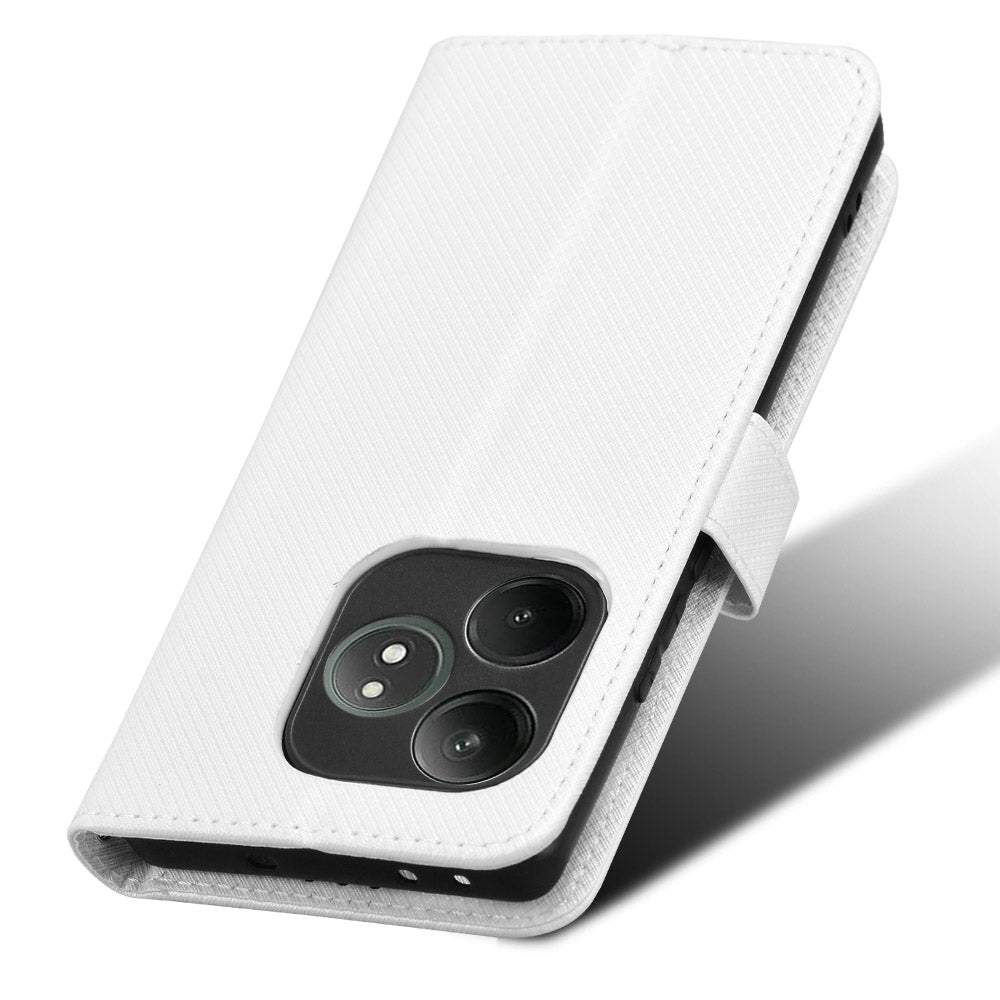 For Realme GT Neo6 SE 5G Magnetic Case Diamond Texture PU Leather Shockproof Phone Cover - White