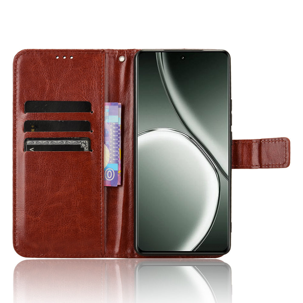 For Realme GT Neo6 SE 5G Case Wallet Crazy Horse Texture Magnetic Phone Cover - Brown