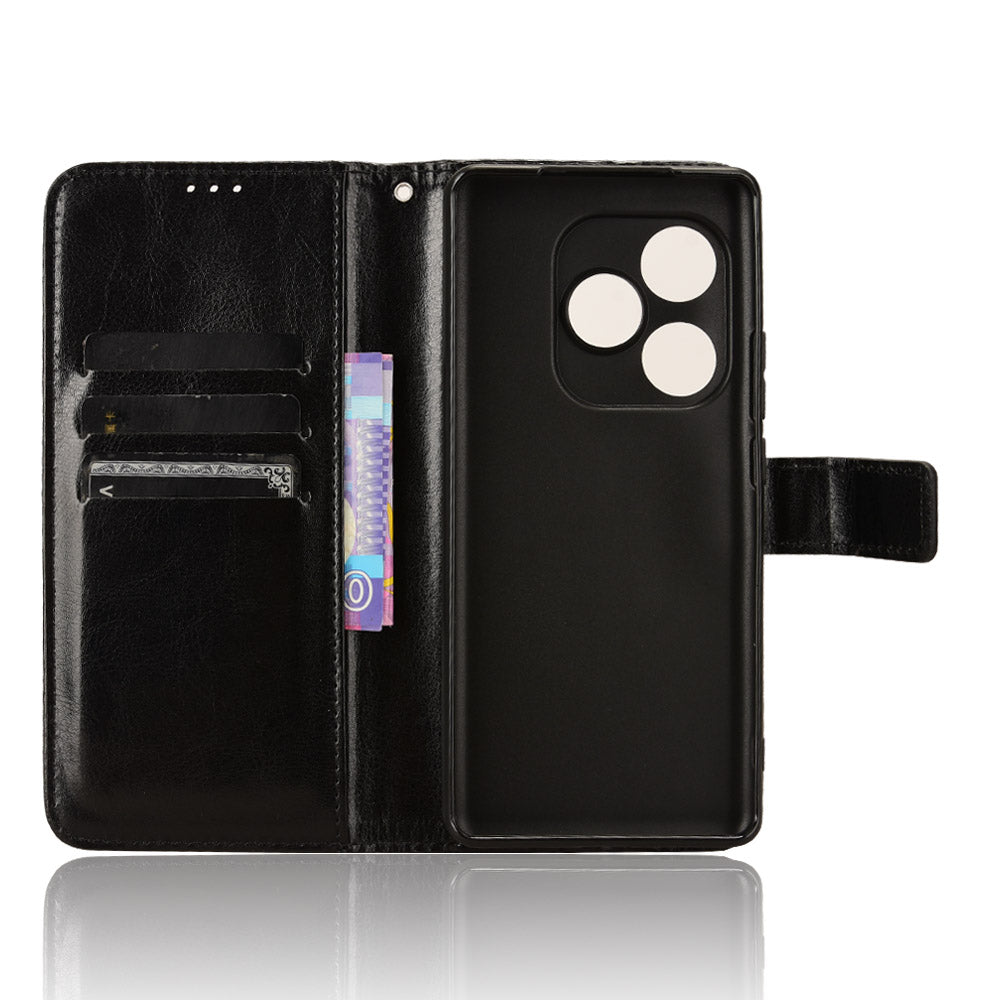 For Realme GT Neo6 SE 5G Case Wallet Crazy Horse Texture Magnetic Phone Cover - Black